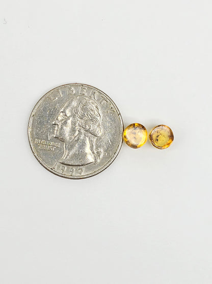 Amber cabochon pair | Artisan Cut Gemstone