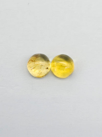 Amber cabochon pair | Artisan Cut Gemstone