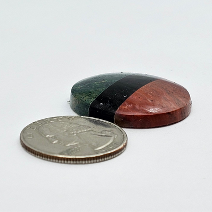 Intarsia inlay cabochon with agate and obsidian
