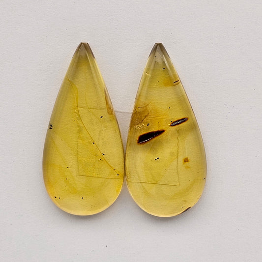 Amber authentic cabochon pair large