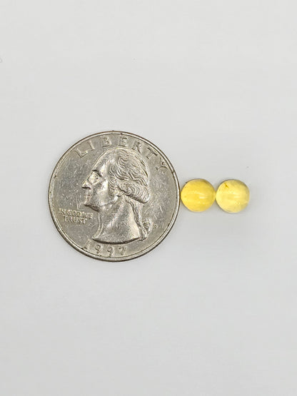 Amber cabochon pair | Artisan Cut Gemstone
