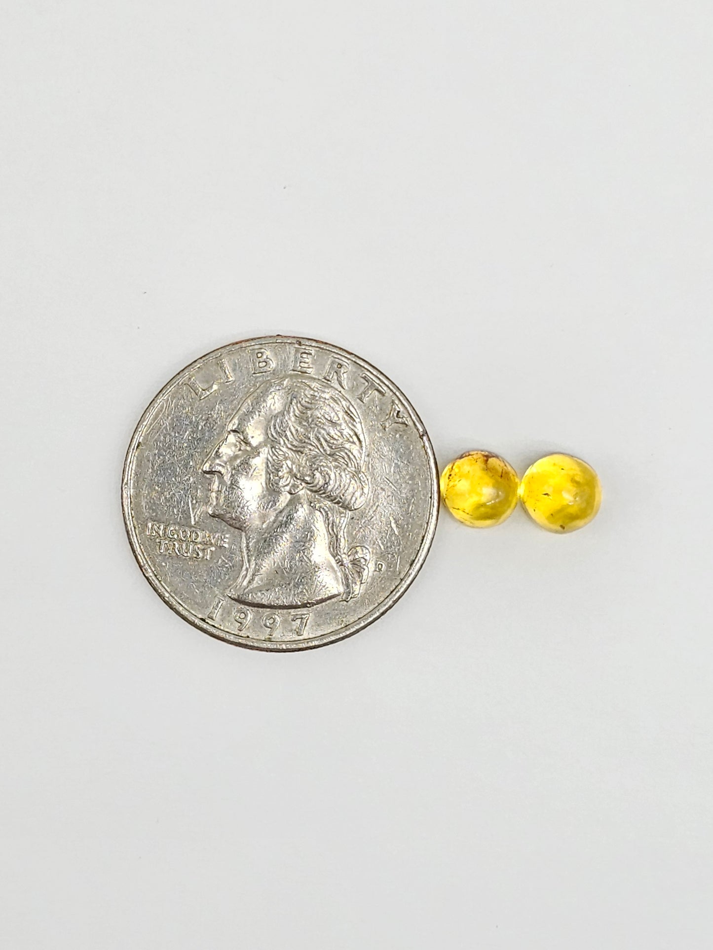 Amber cabochon pair | Artisan Cut Gemstone