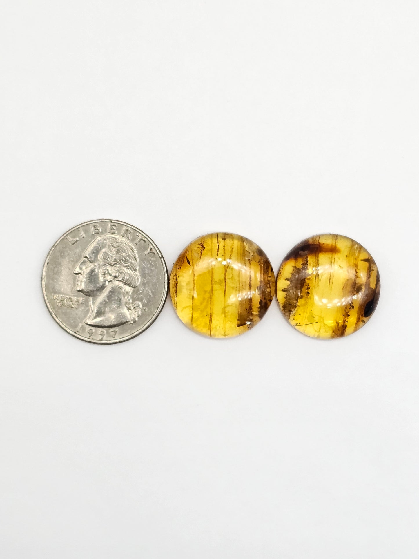 Amber cabochon pair | Artisan Cut Gemstone
