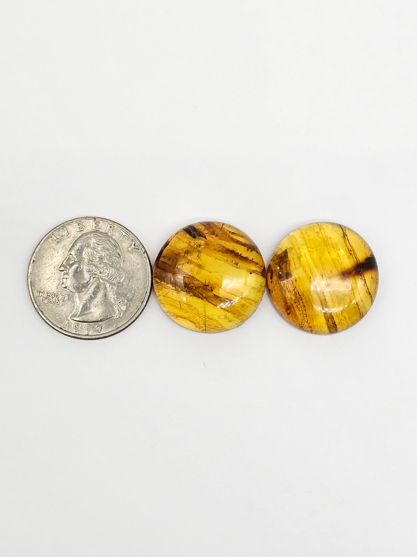 Amber cabochon pair | Artisan Cut Gemstone