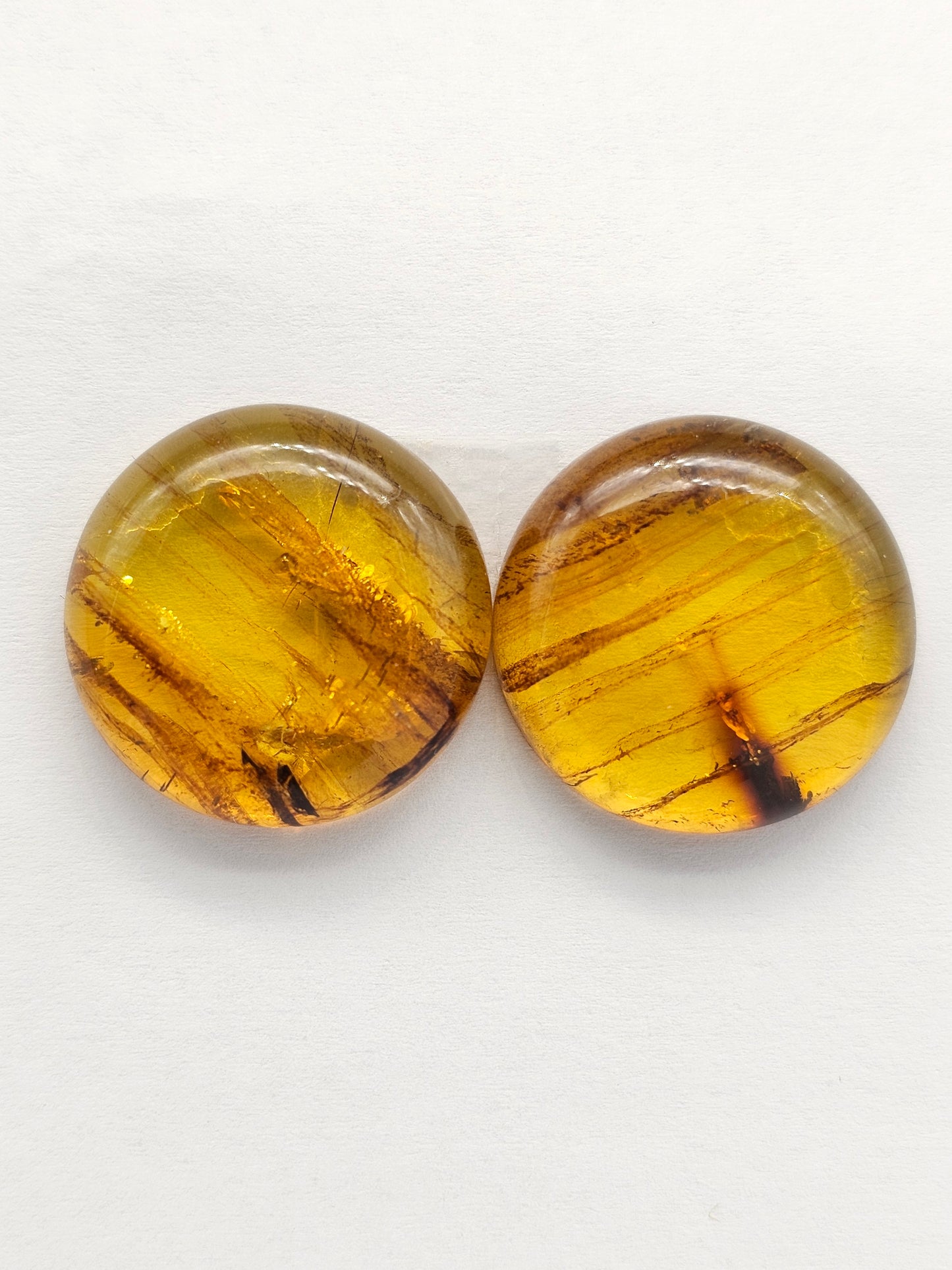 Amber cabochon pair | Artisan Cut Gemstone