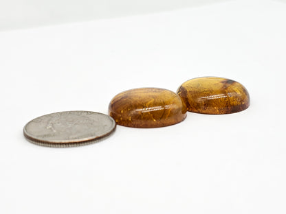 Amber cabochon pair | Artisan Cut Gemstone