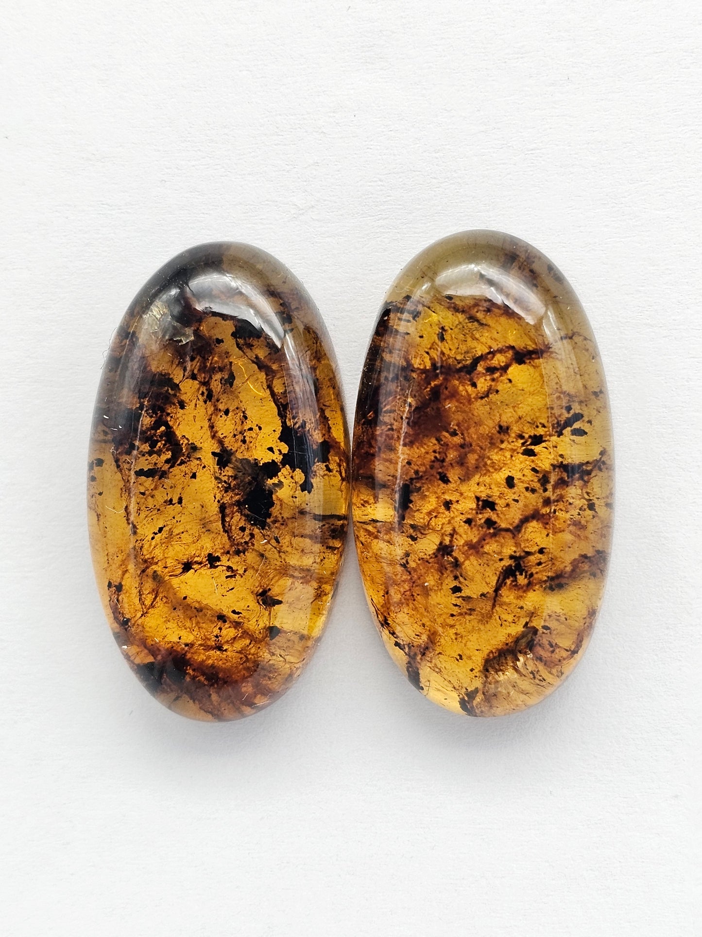 Amber cabochon pair | Artisan Cut Gemstone