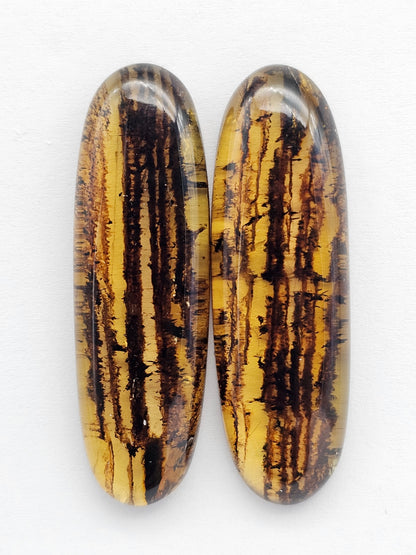 Amber cabochon pair | Artisan Cut Gemstone