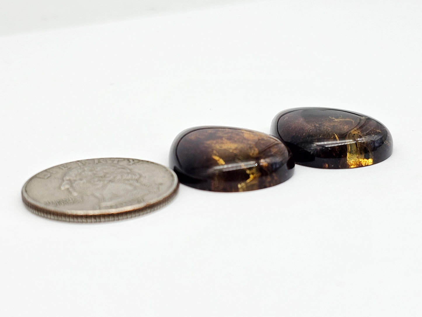 Amber cabochon pair | Artisan Cut Gemstone