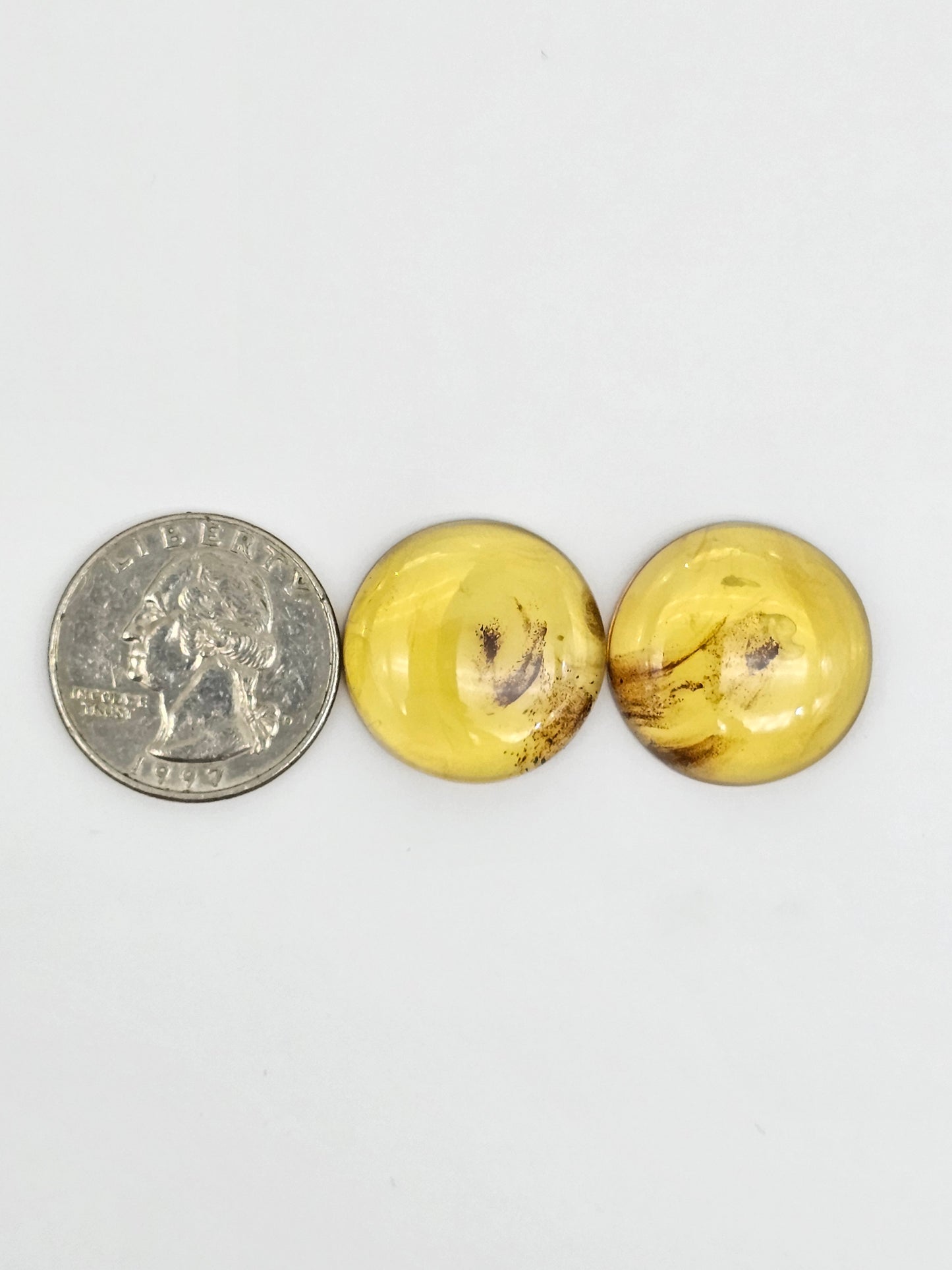 Amber cabochon pair | Artisan Cut Gemstone