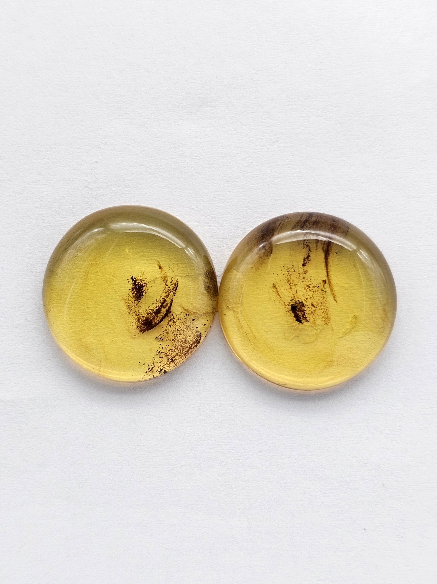 Amber cabochon pair | Artisan Cut Gemstone