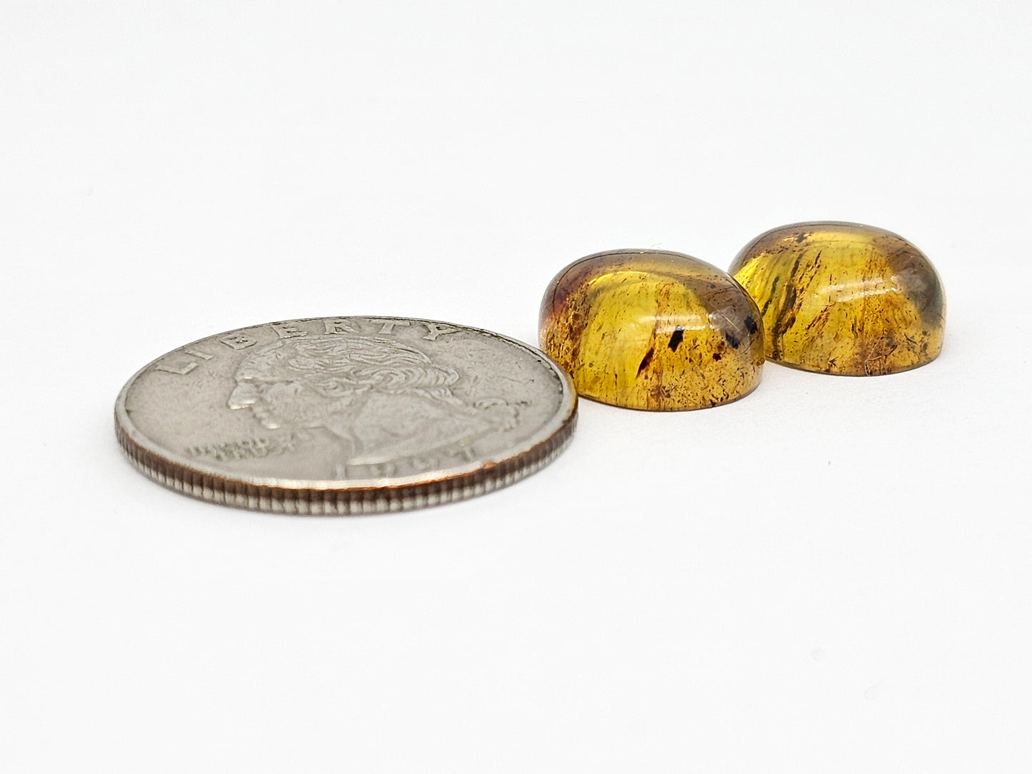 Amber cabochon pair | Artisan Cut Gemstone