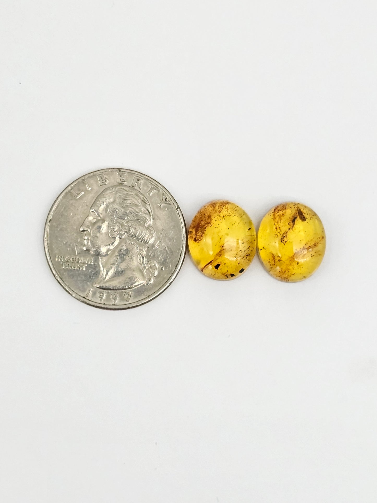 Amber cabochon pair | Artisan Cut Gemstone