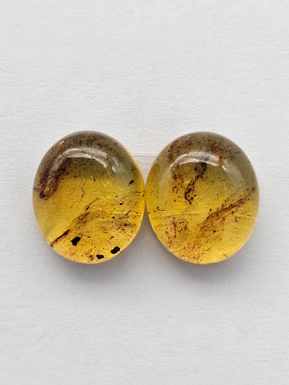Amber cabochon pair | Artisan Cut Gemstone