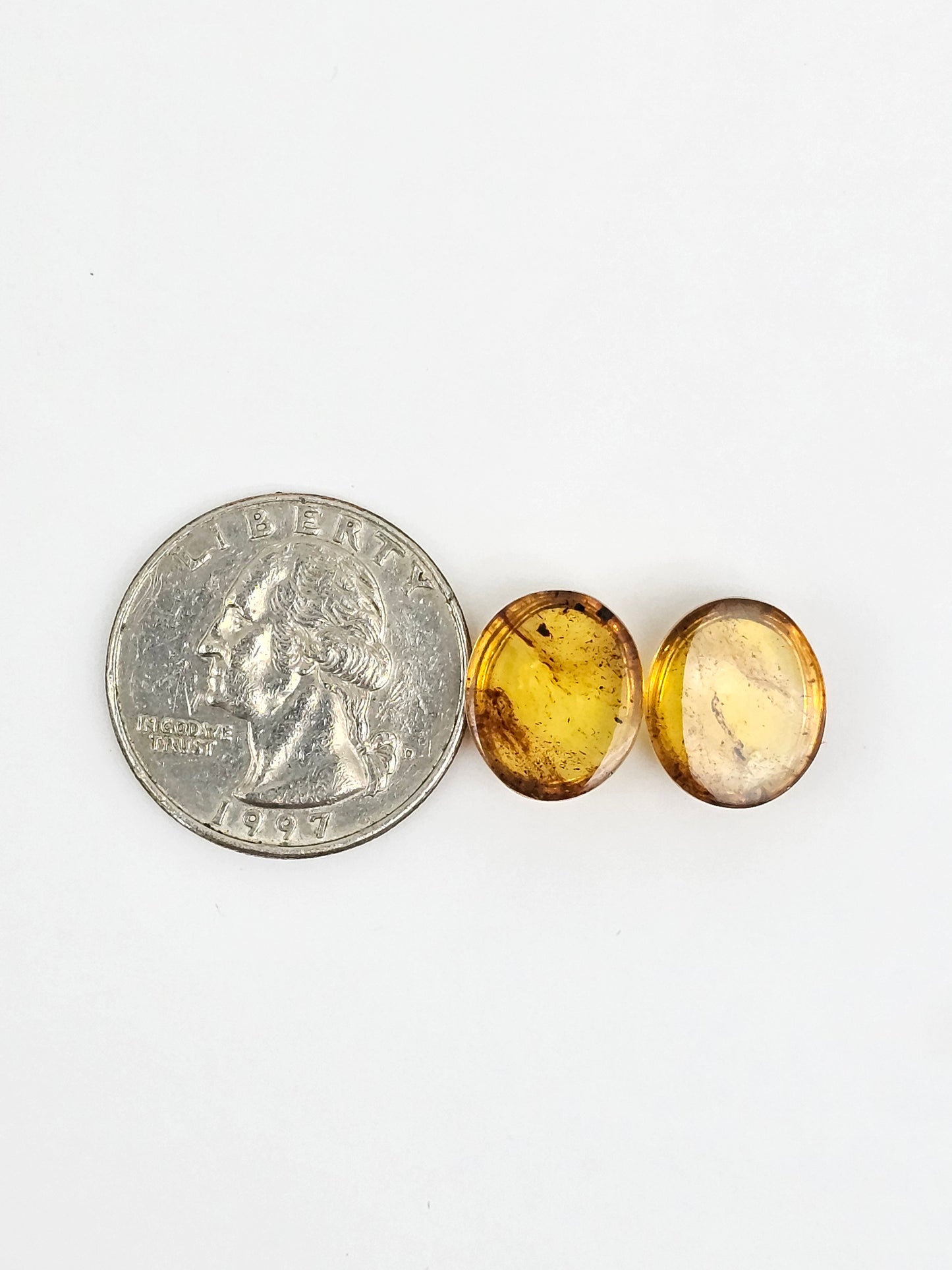 Amber cabochon pair | Artisan Cut Gemstone