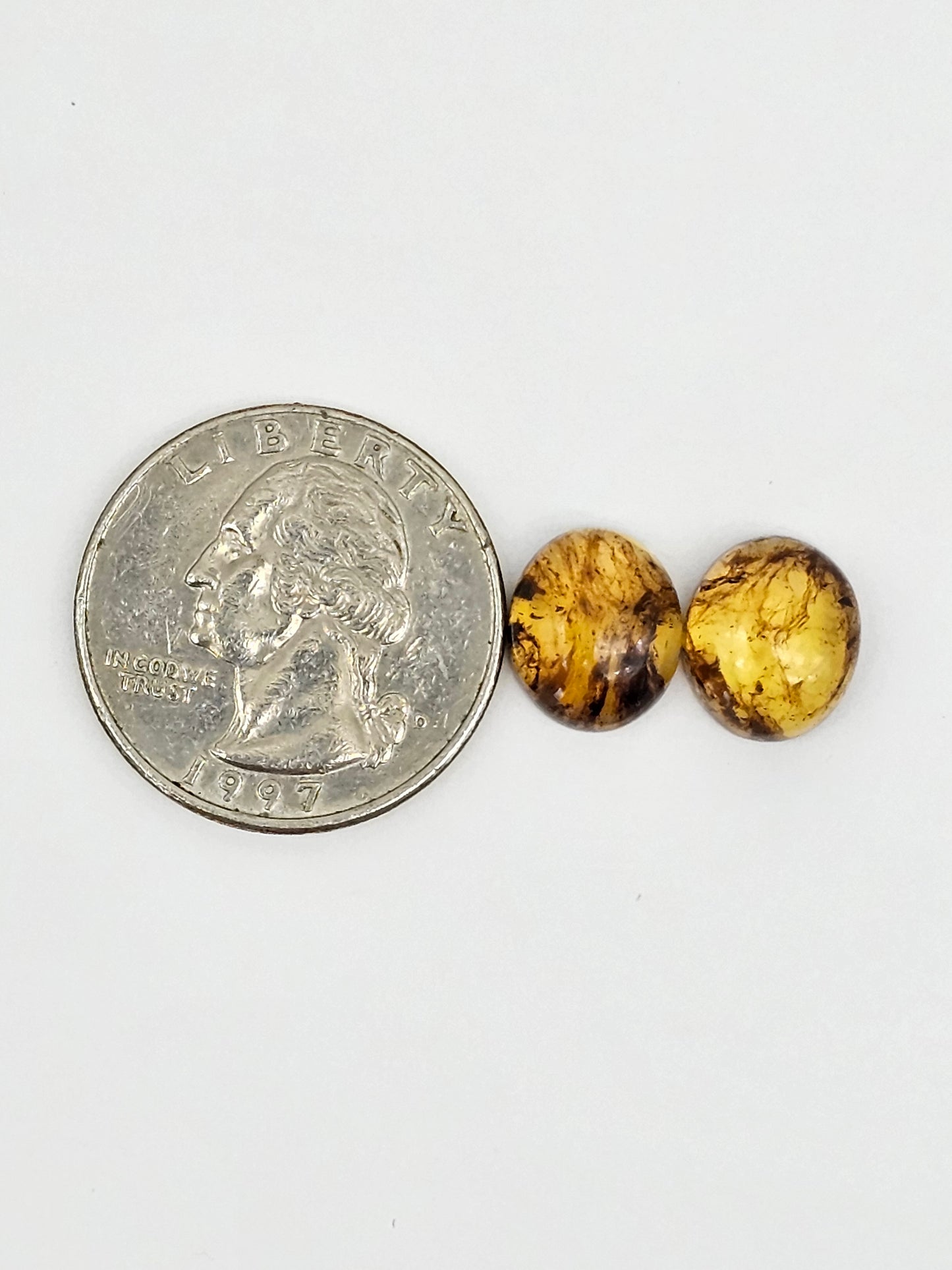 Amber cabochon pair | Artisan Cut Gemstone