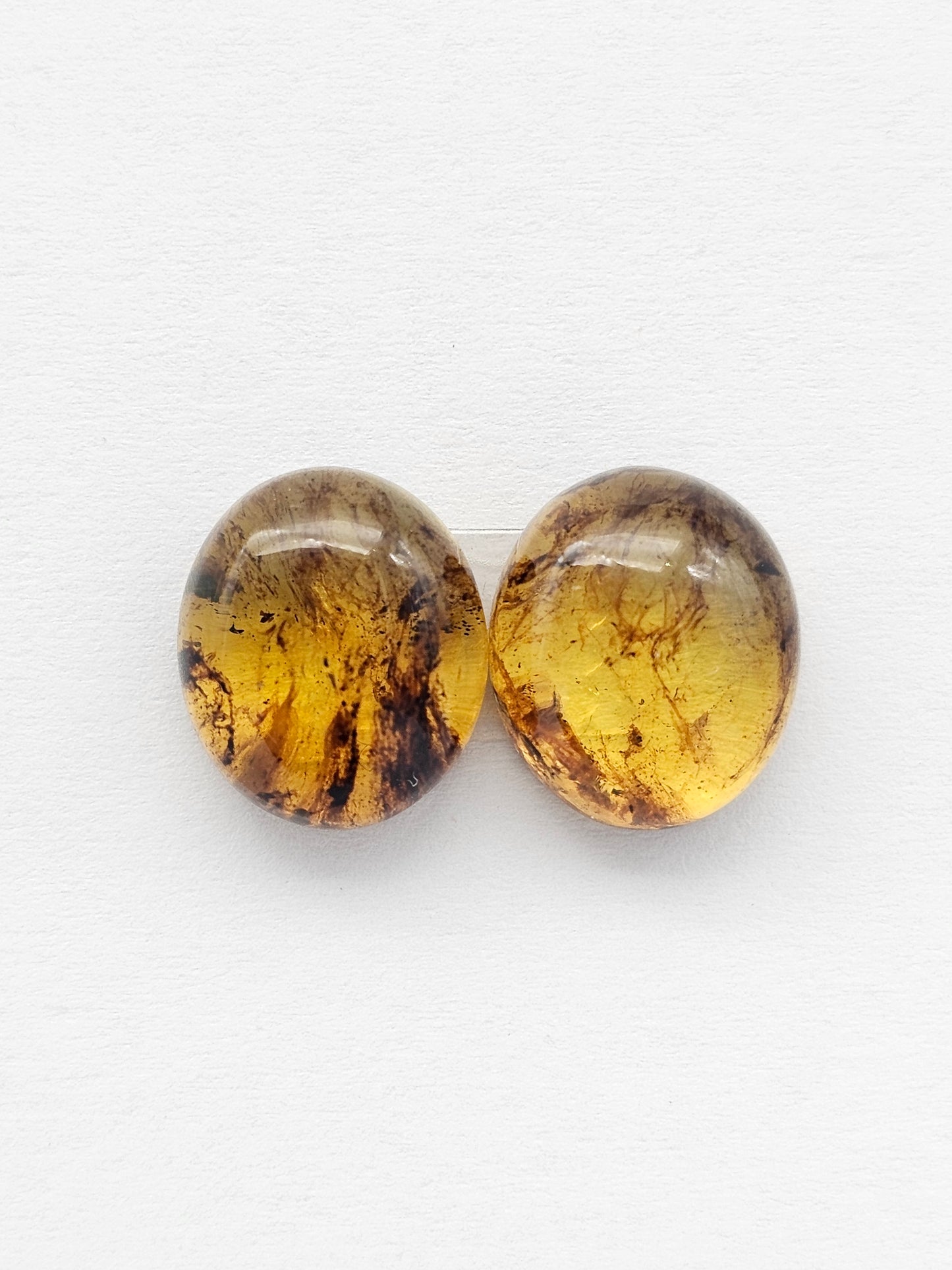 Amber cabochon pair | Artisan Cut Gemstone
