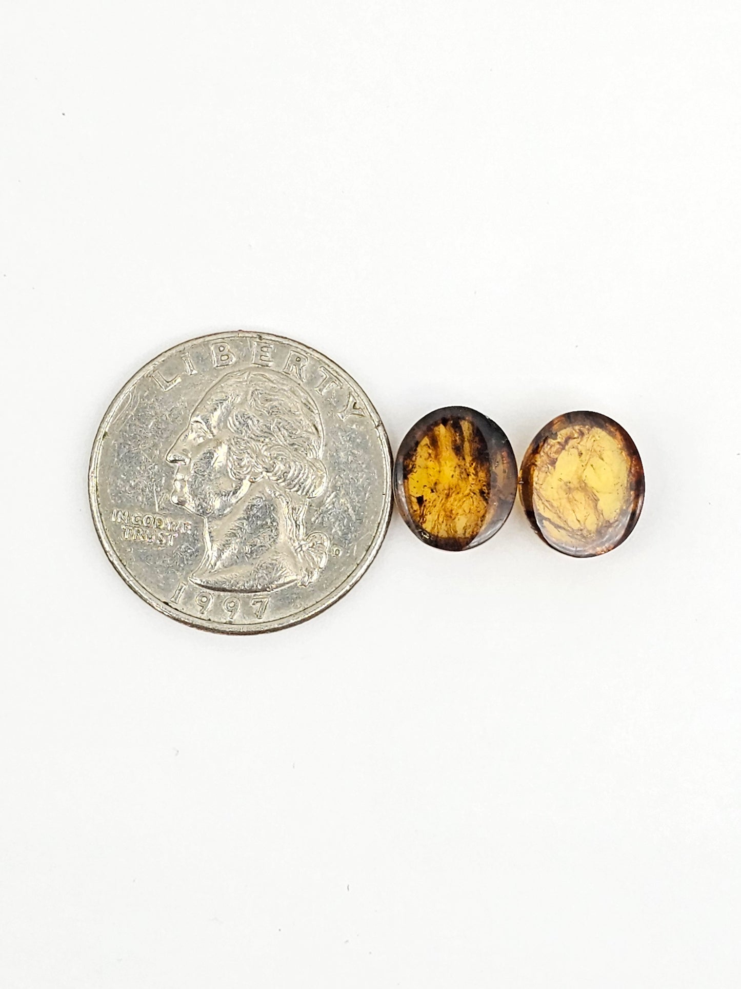 Amber cabochon pair | Artisan Cut Gemstone