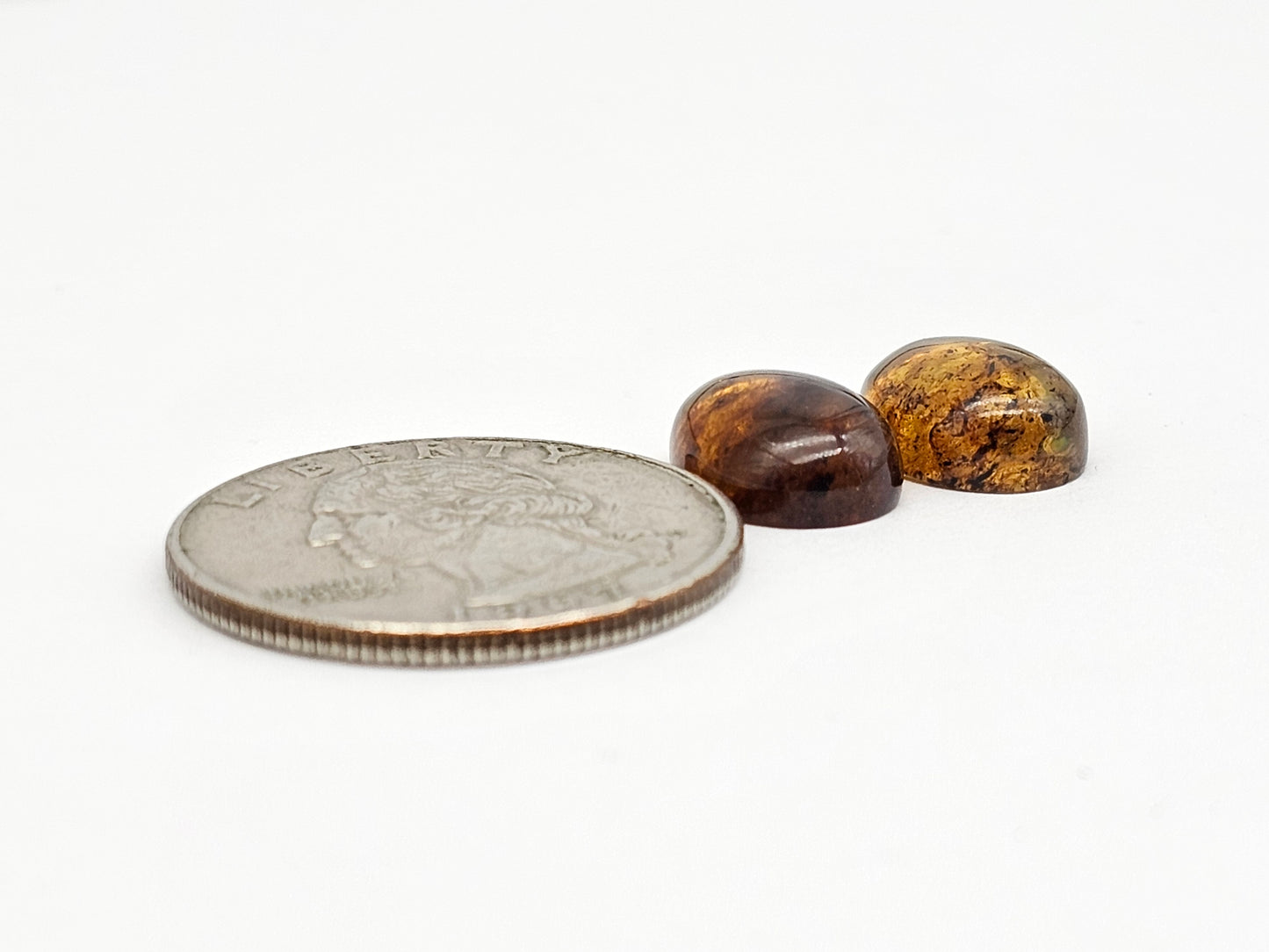 Amber cabochon pair | Artisan Cut Gemstone