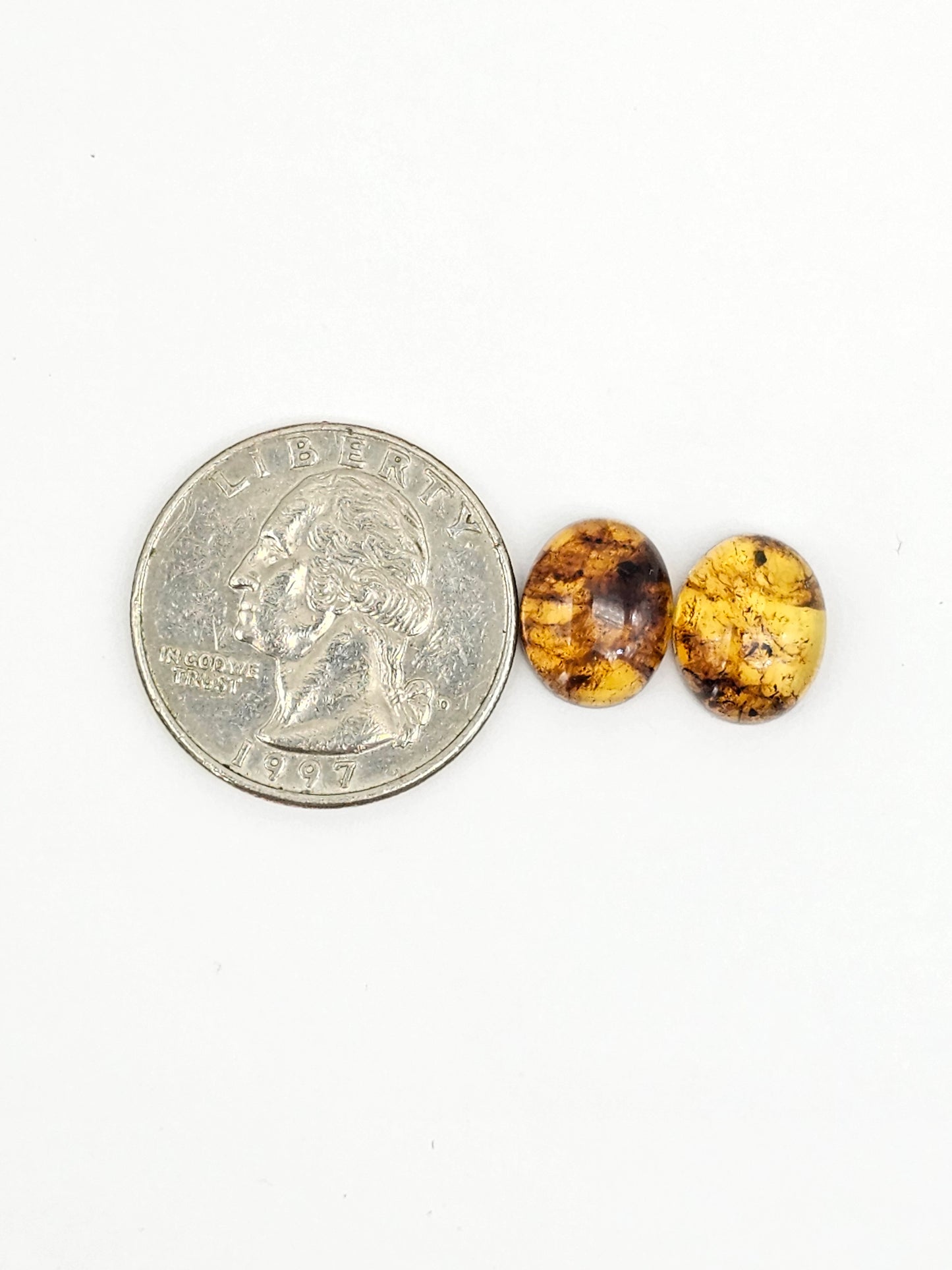Amber cabochon pair | Artisan Cut Gemstone