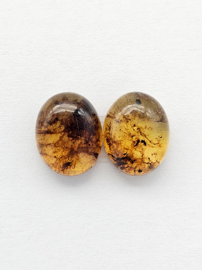 Amber cabochon pair | Artisan Cut Gemstone