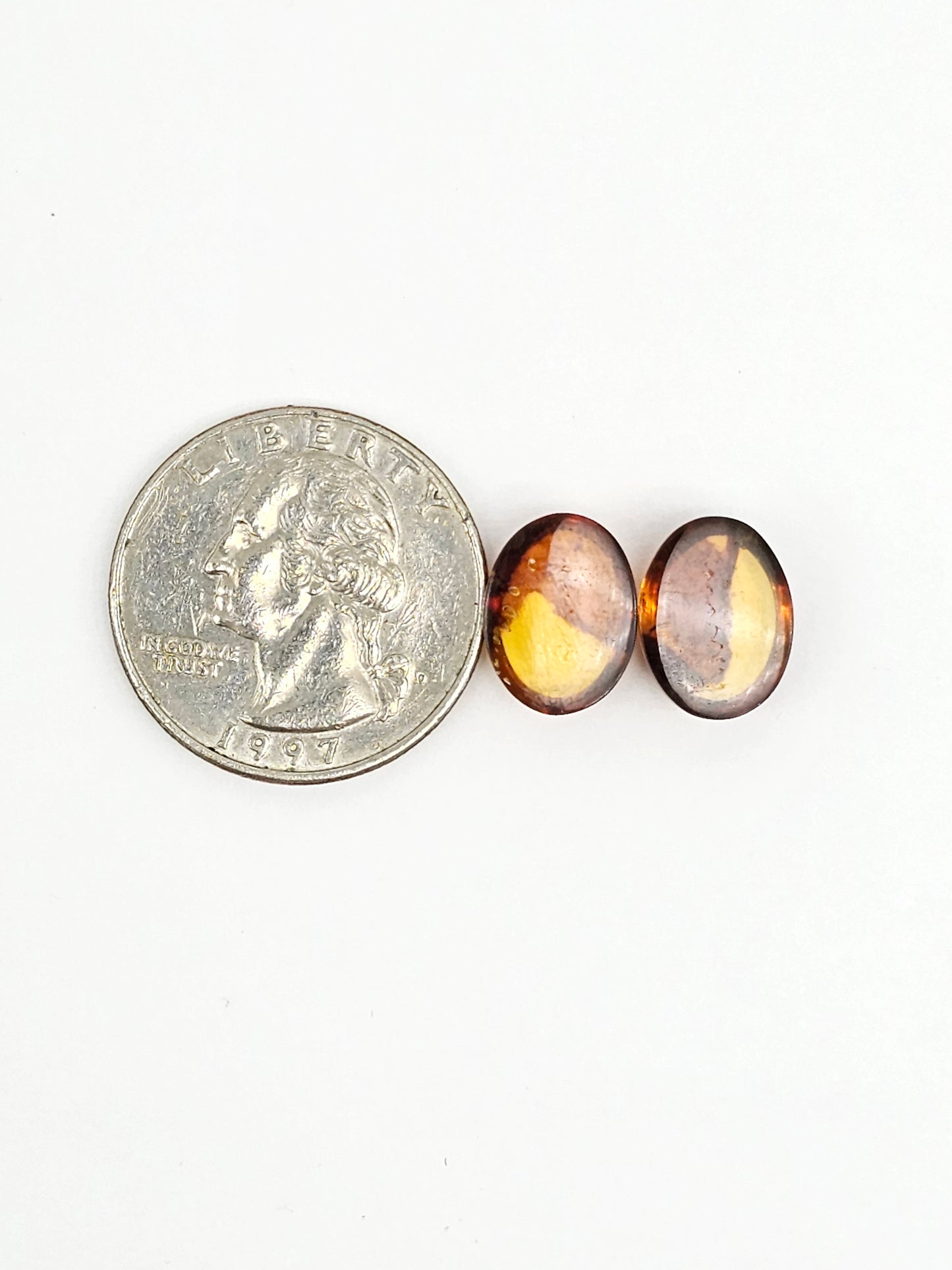 Amber cabochon pair | Artisan Cut Gemstone