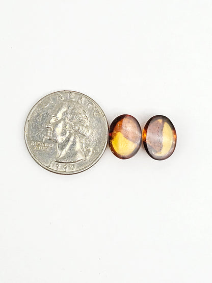 Amber cabochon pair | Artisan Cut Gemstone