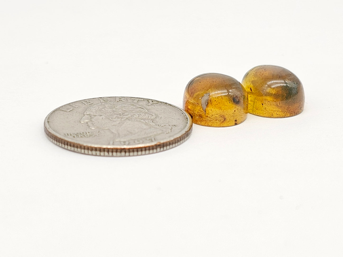 Amber cabochon pair | Artisan Cut Gemstone