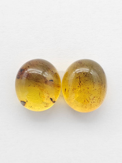 Amber cabochon pair | Artisan Cut Gemstone