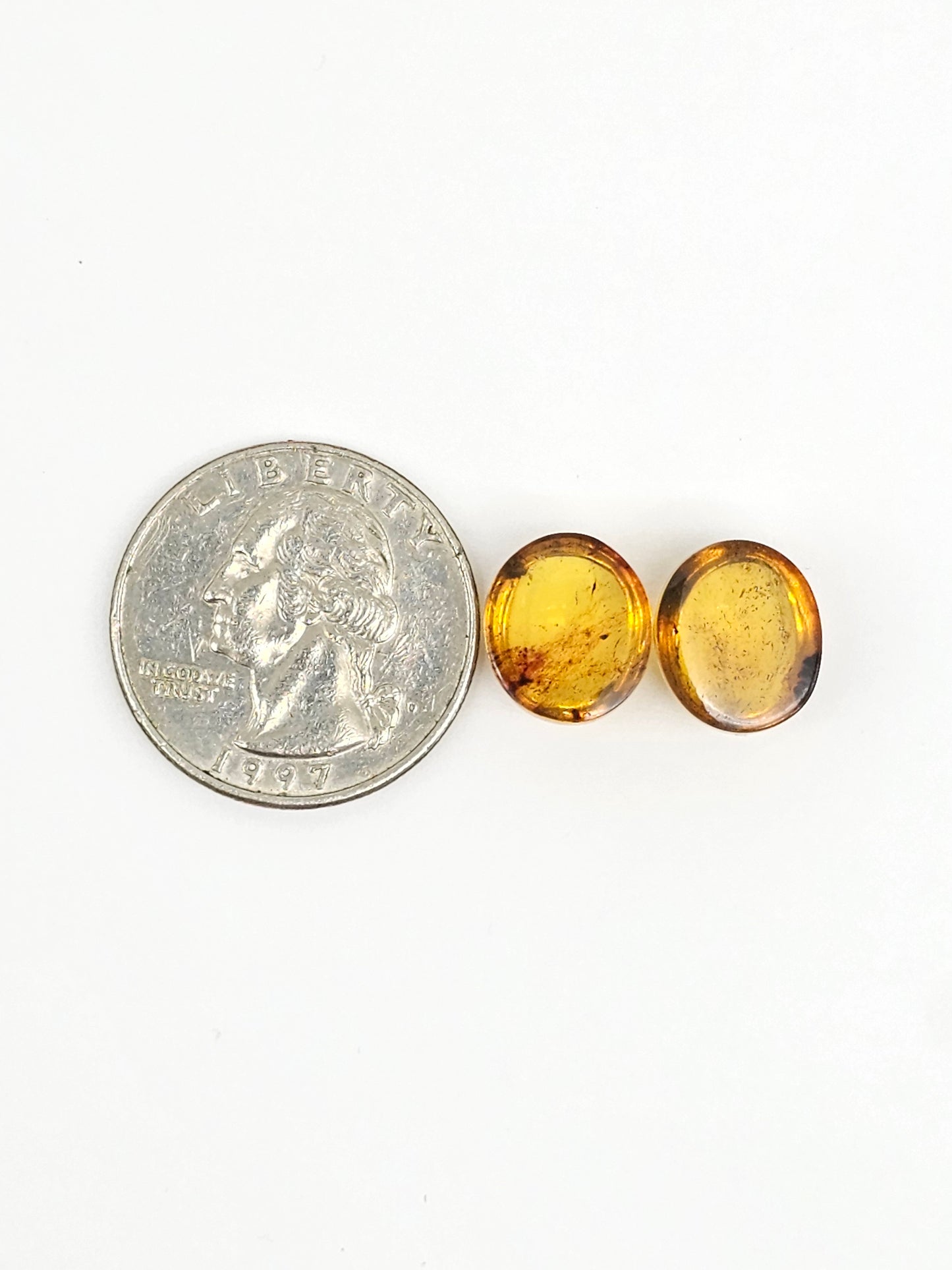 Amber cabochon pair | Artisan Cut Gemstone