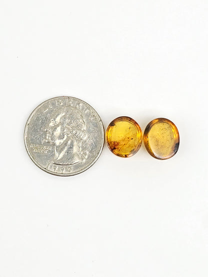 Amber cabochon pair | Artisan Cut Gemstone