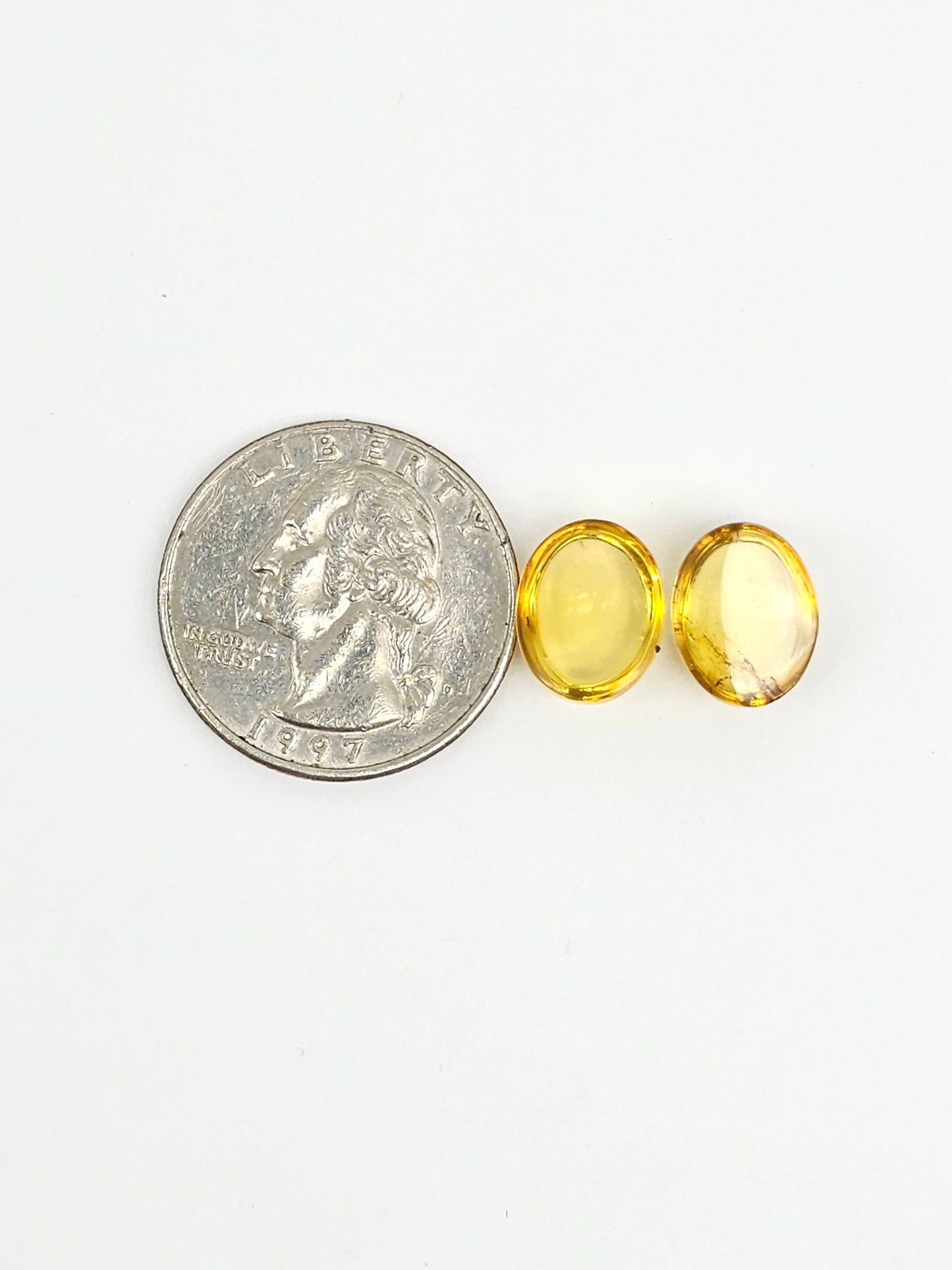 Amber cabochon pair | Artisan Cut Gemstone