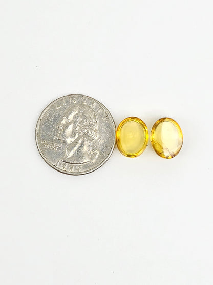 Amber cabochon pair | Artisan Cut Gemstone