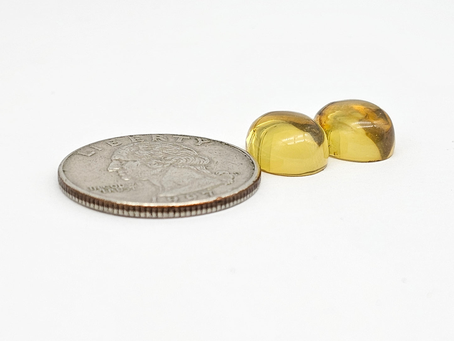 Amber cabochon pair | Artisan Cut Gemstone