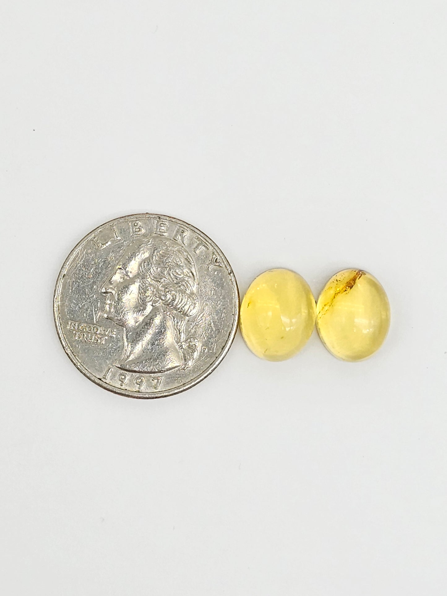Amber cabochon pair | Artisan Cut Gemstone