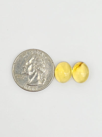 Amber cabochon pair | Artisan Cut Gemstone