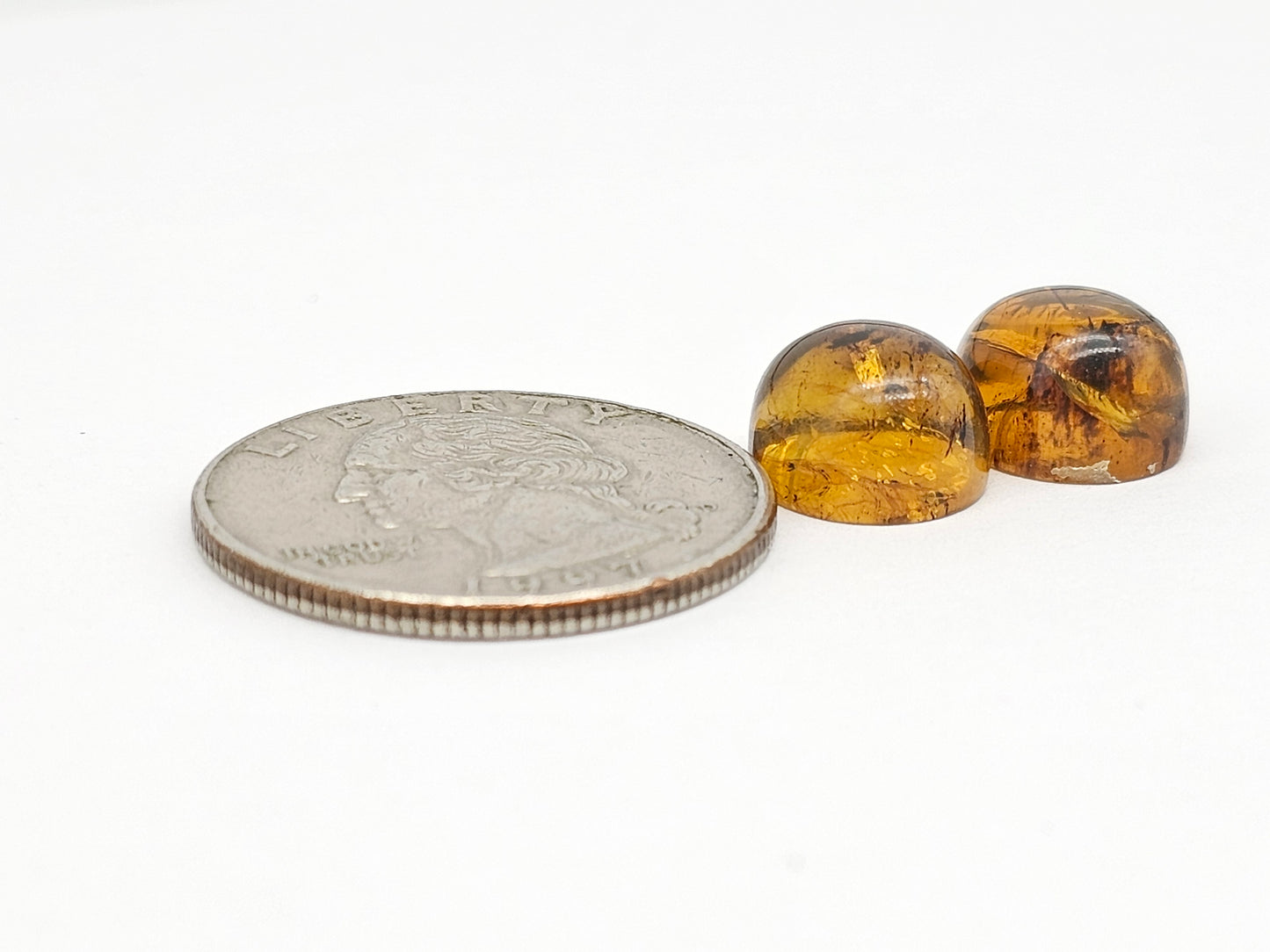 Amber cabochon pair | Artisan Cut Gemstone