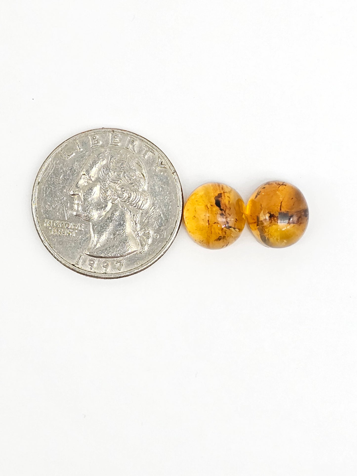 Amber cabochon pair | Artisan Cut Gemstone