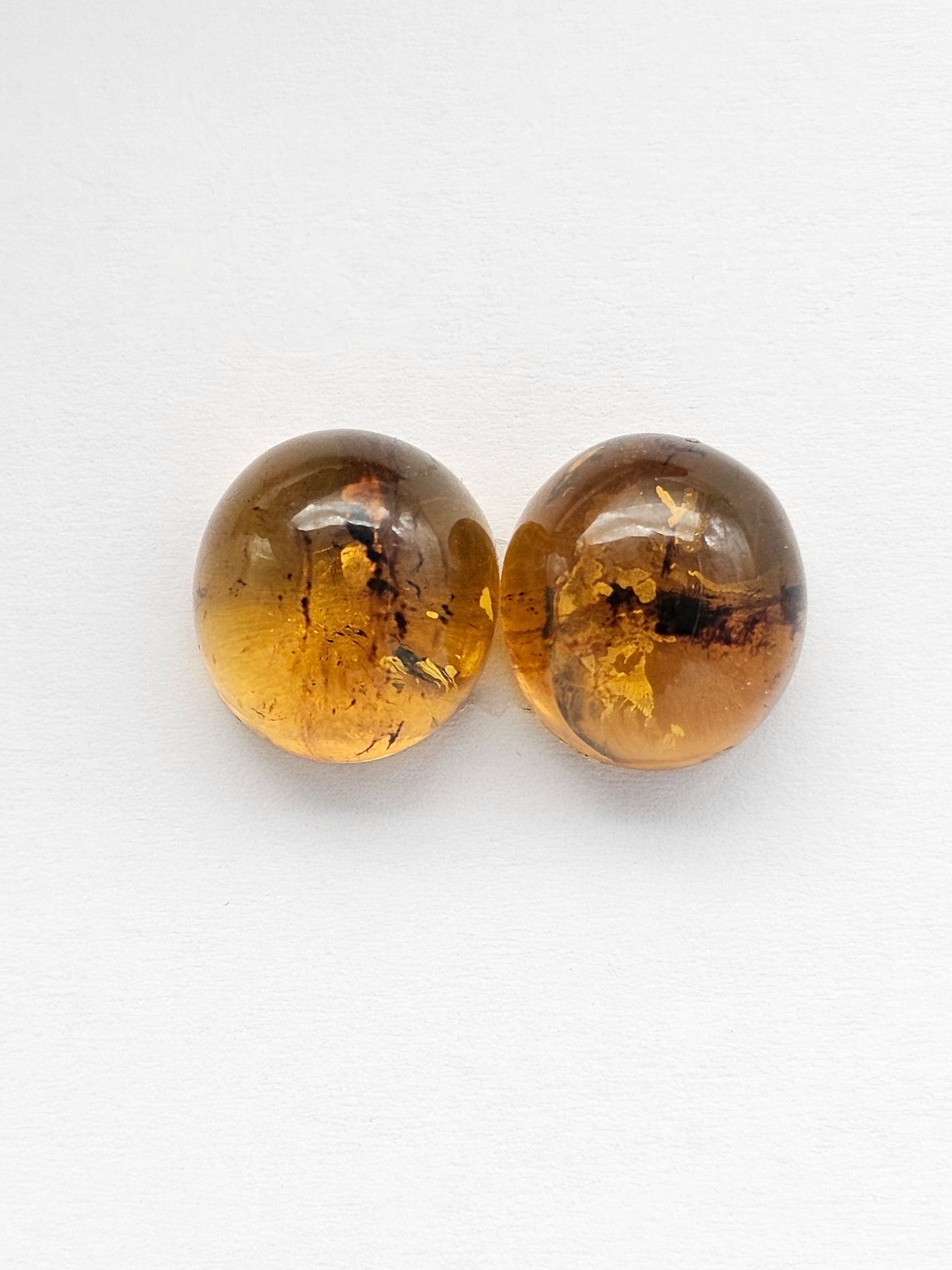 Amber cabochon pair | Artisan Cut Gemstone