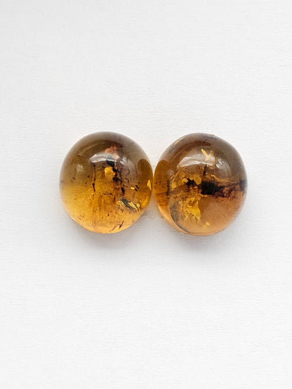 Amber cabochon pair | Artisan Cut Gemstone