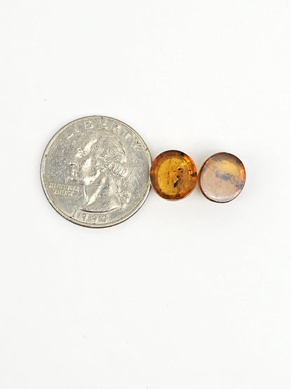 Amber cabochon pair | Artisan Cut Gemstone