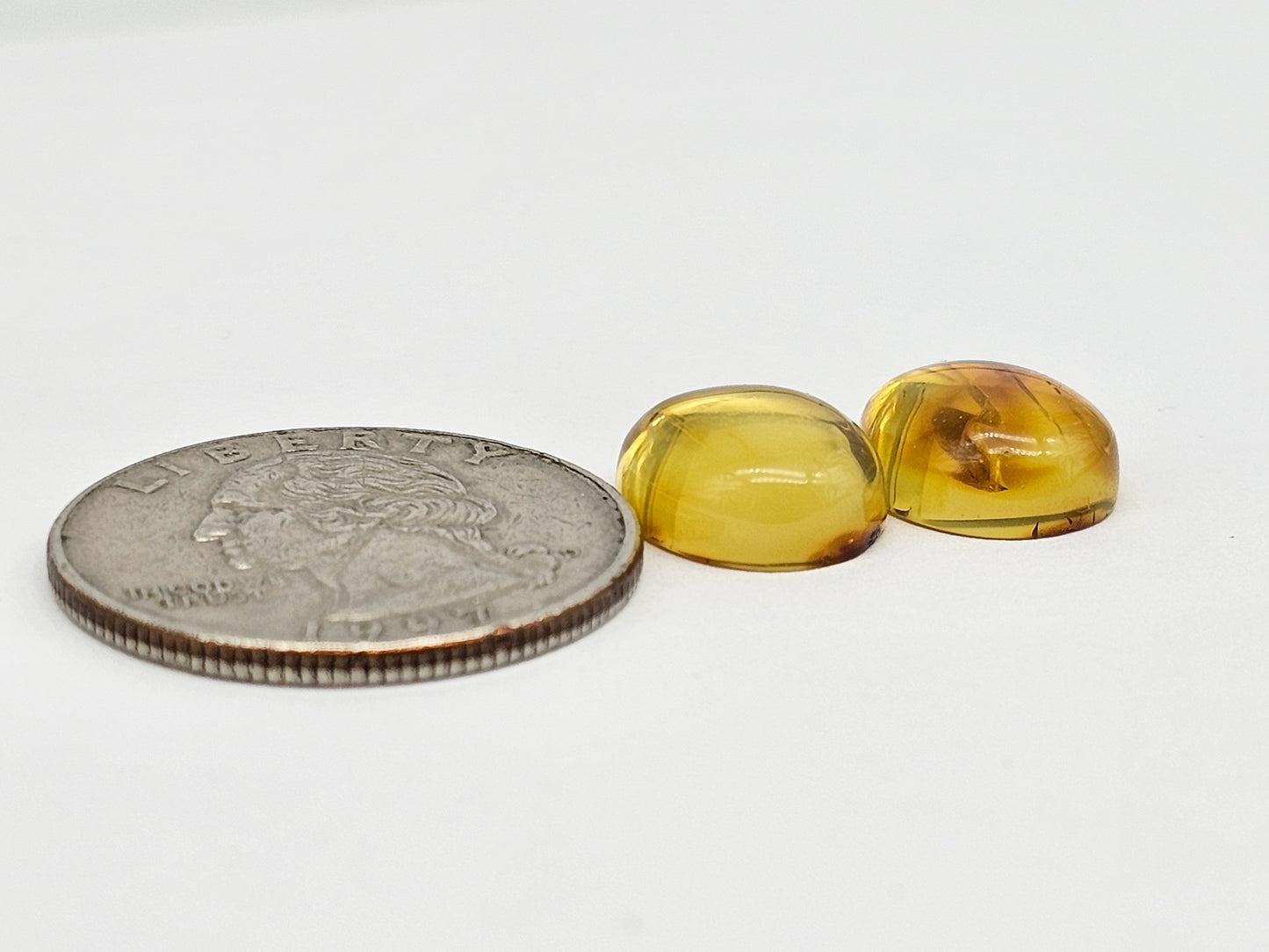 Amber cabochon pair | Artisan Cut Gemstone