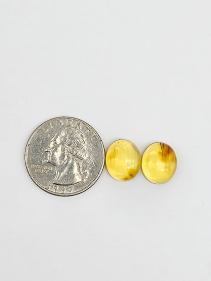 Amber cabochon pair | Artisan Cut Gemstone