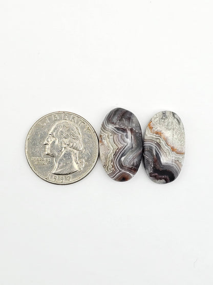 Mexican Crazy Lace Agate Pair Cabochons