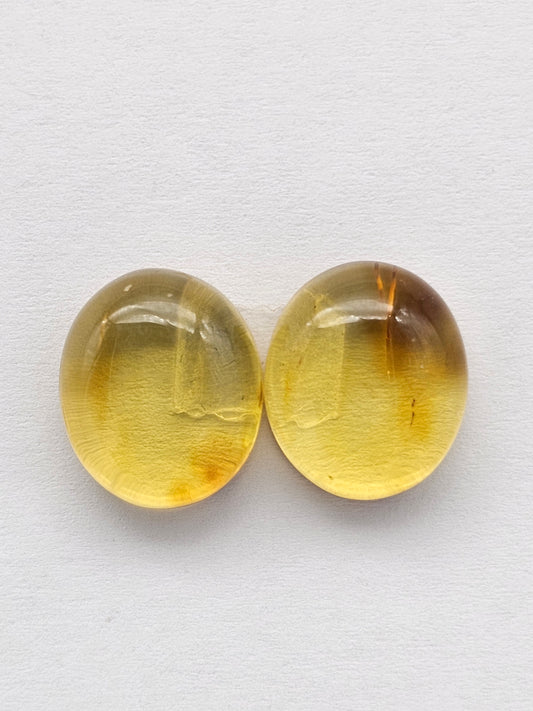 Amber cabochon pair | Artisan Cut Gemstone