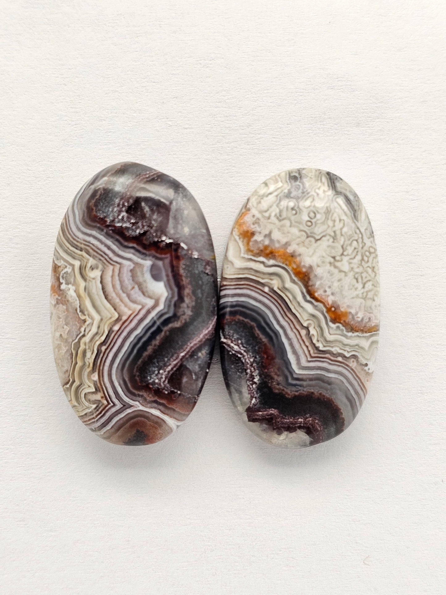 Mexican Crazy Lace Agate Pair Cabochons