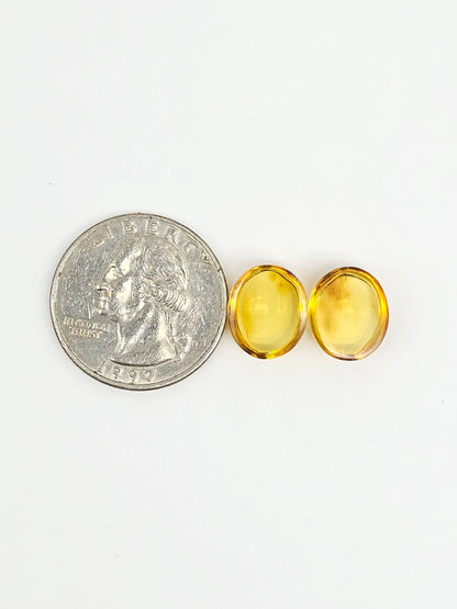 Amber cabochon pair | Artisan Cut Gemstone