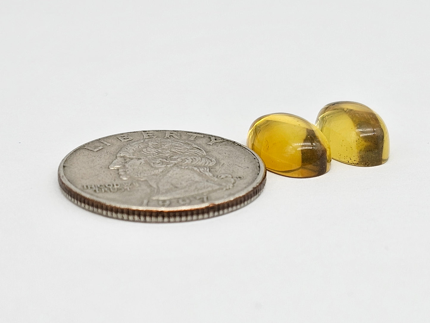 Amber cabochon pair | Artisan Cut Gemstone