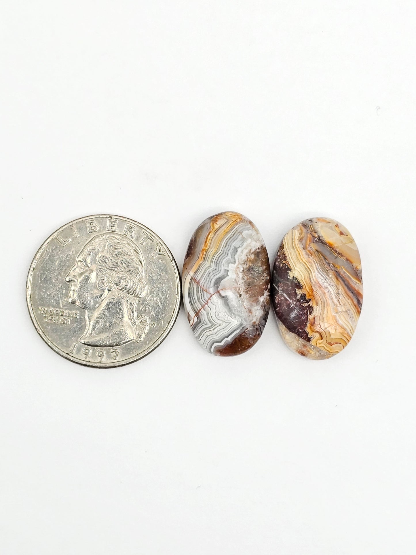 Mexican Crazy Lace Agate Pair Cabochons