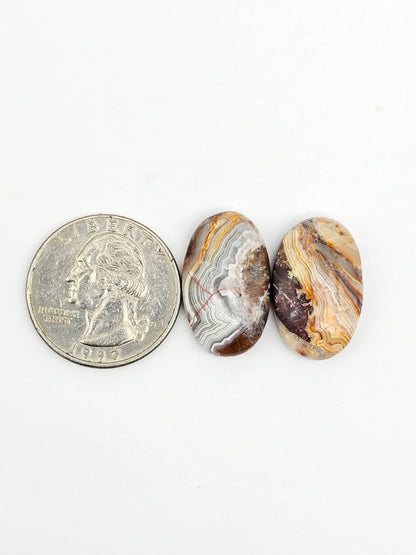 Mexican Crazy Lace Agate Pair Cabochons